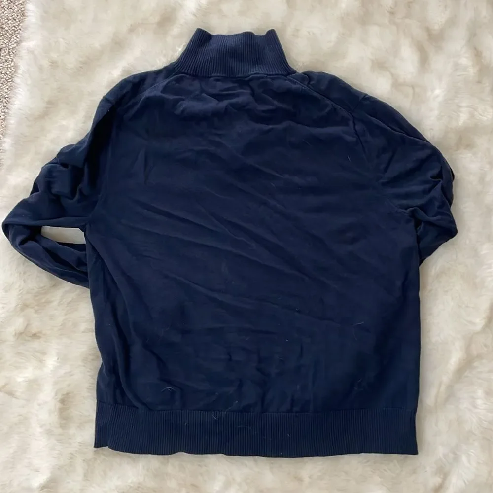 J. Crew Pullover Sweater Men’s Navy Blue 1/4 Zip XL harbor cotton wool